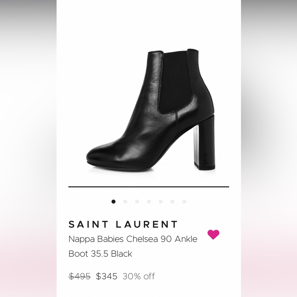 YSL Nappa Babies Chelsea 90 Ankle Boot 35.5 Black Leather